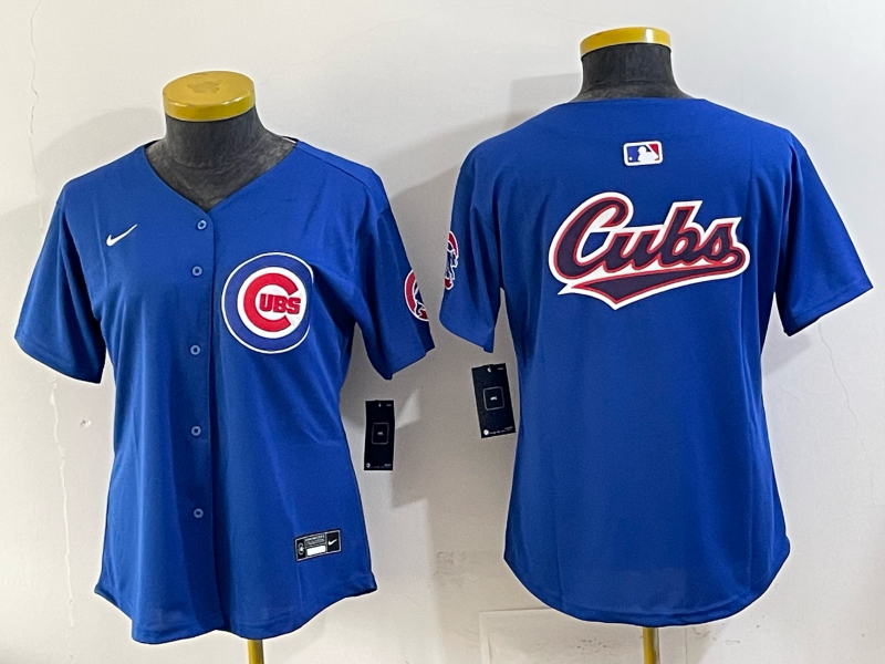 Women Chicago Cubs blank blue 2025 Nike MLB jersey 002->youth mlb jersey->Youth Jersey